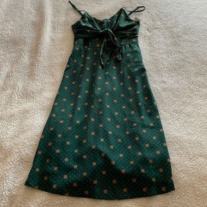 Lush green polka dot midi dress
